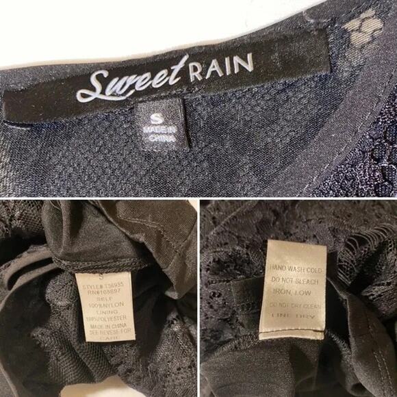 Sweet Rain Women’s Black Floral Lace Ruffle Long Sleeve Top Blouse Shirt Small - Picture 8 of 8